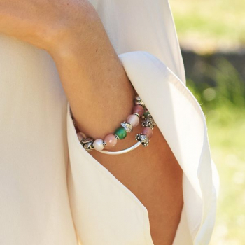 Preview: Trollbeads - Quartz rose, rond, facetté