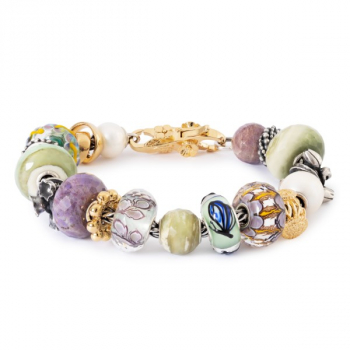 Preview: Trollbeads - Runder Grün Gelber Calzit, Facettiert