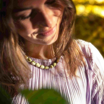 Preview: Trollbeads - Essenz Halskette aus Grün Gelbem Calcit