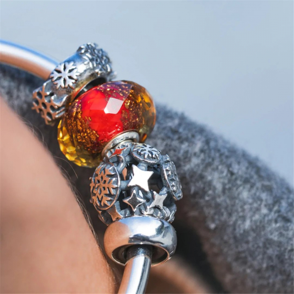 Trollbeads -  Perle Baisers Enneigés, Argent